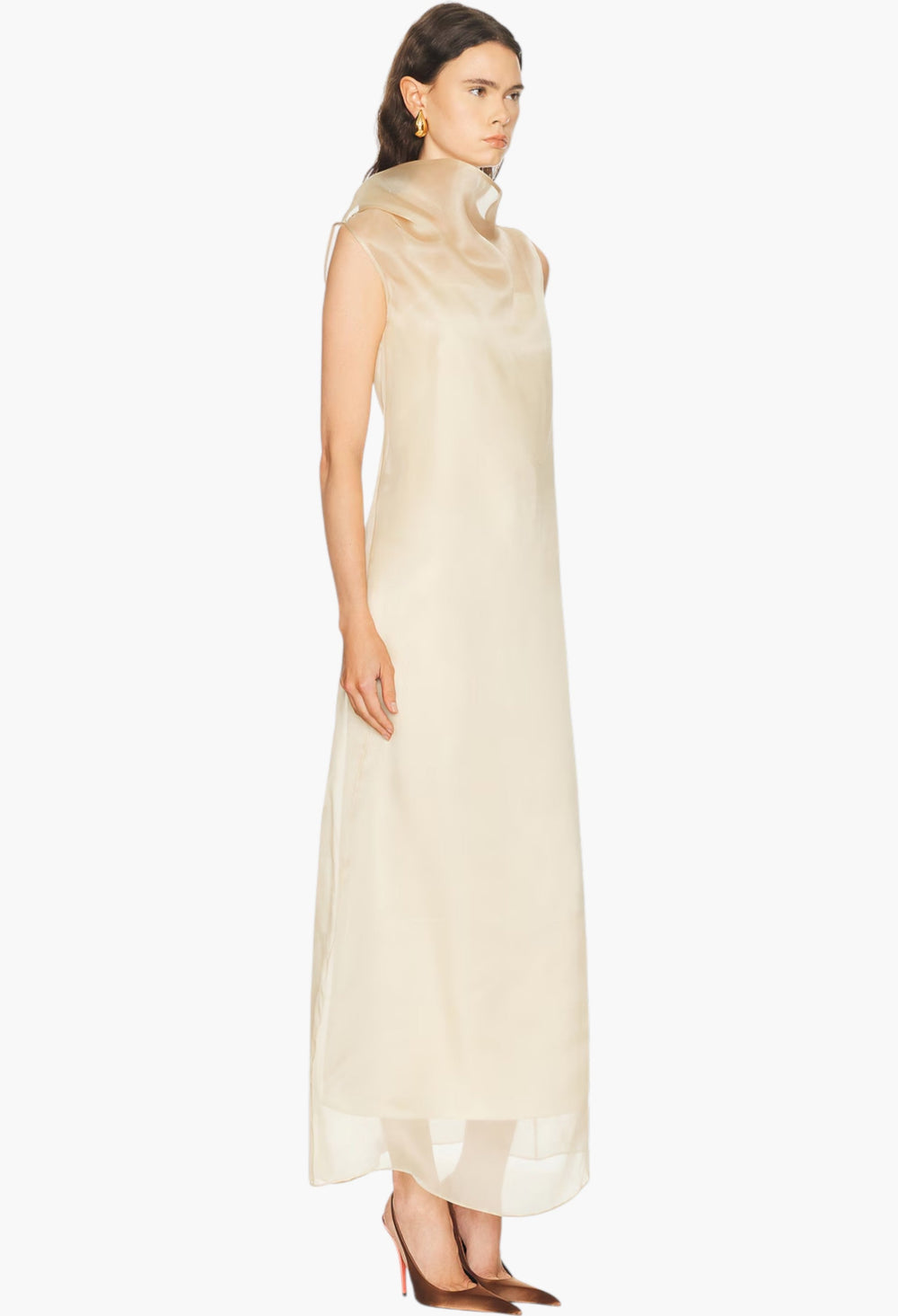 High Neck Organza Column Dress - GLAM MODA