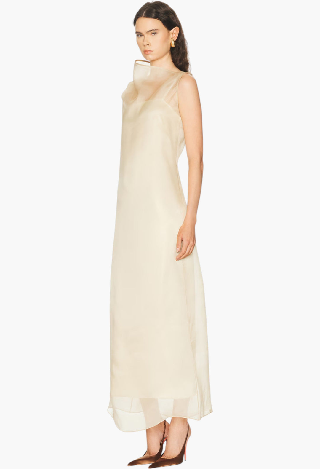 High Neck Organza Column Dress - GLAM MODA