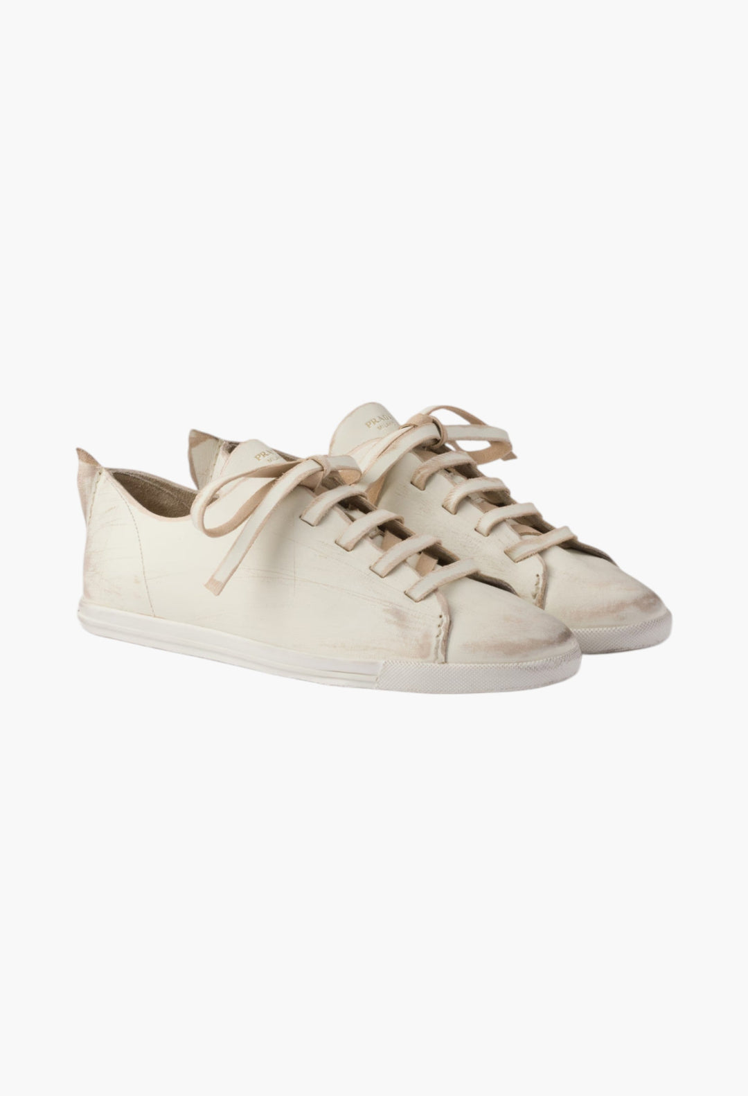 Chalk White - Antiqued Leather Sneakers
