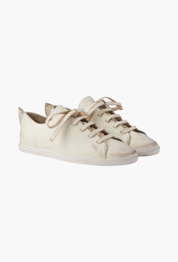 Chalk White - Antiqued Leather Sneakers