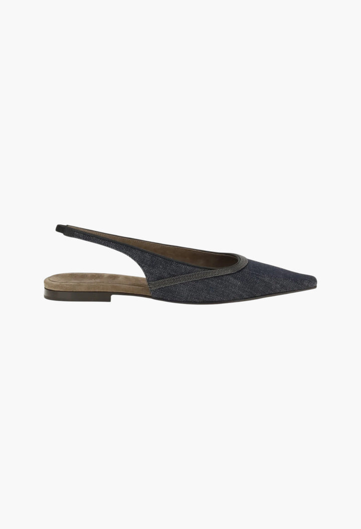 Denim Slingback Ballerinas - GLAM MODA