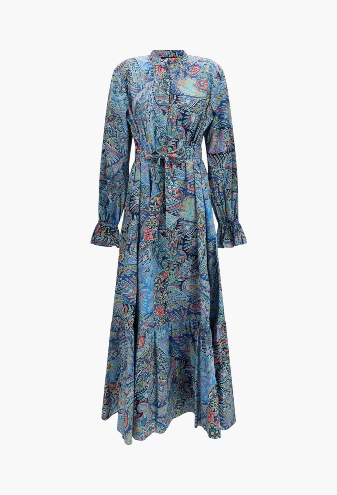Paisley Print Cotton-Blend Shirt Dress – Casual Elegant Midi Dress – GLAM MODA CO