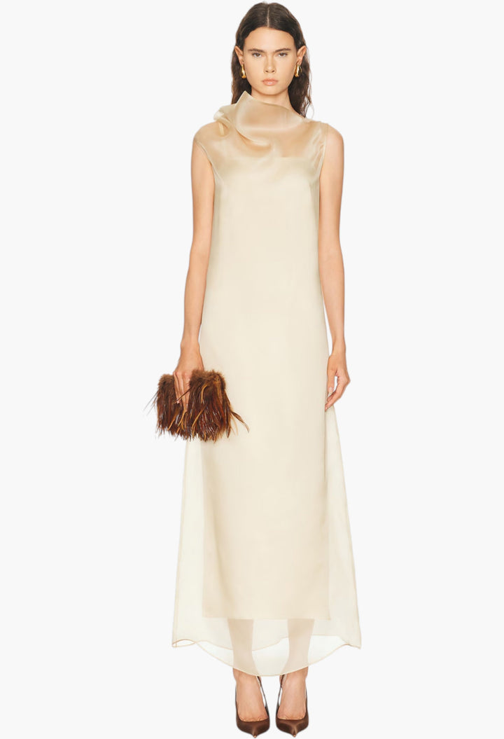 High Neck Organza Column Dress - GLAM MODA