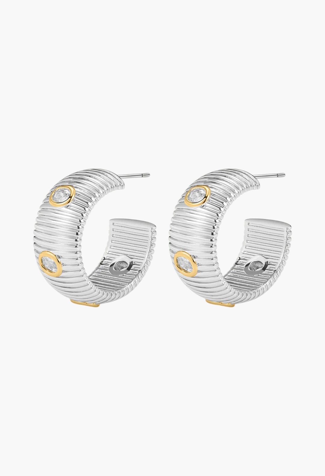 The Pave Georgia Ridged Hoops - Gold - GLAM MODA