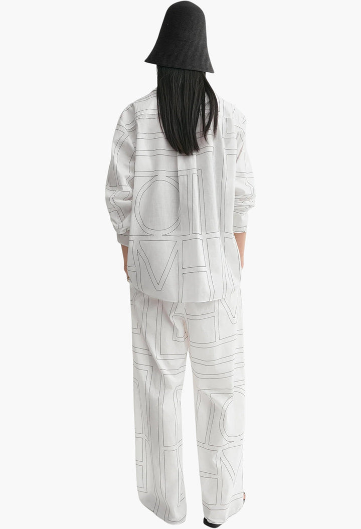 Monogram Cotton-Blend Pj Top White/Black