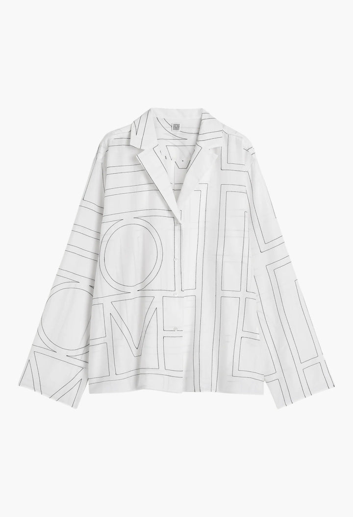 Monogram Cotton-Blend Pj Top White/Black