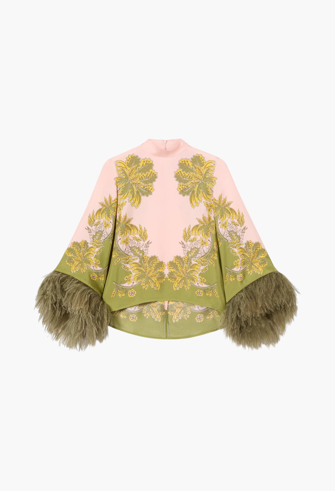 Make An Exit Top - Swathe Placée Pink in Silk Twill With Feathers - GLAM MODA