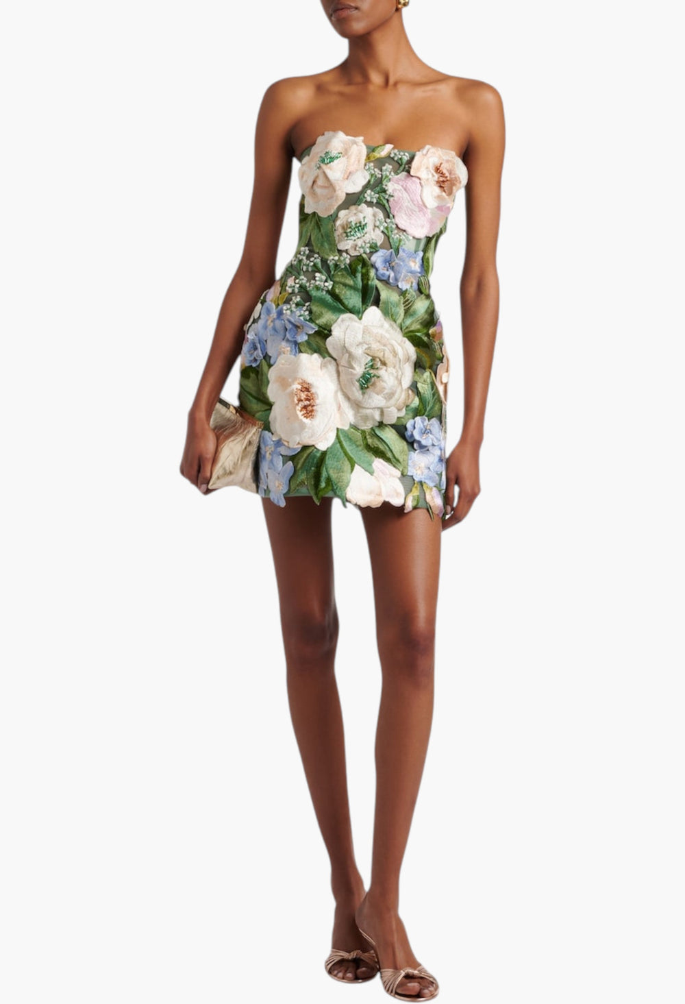 Roselle Floral-Appliqué Minidress - GLAM MODA