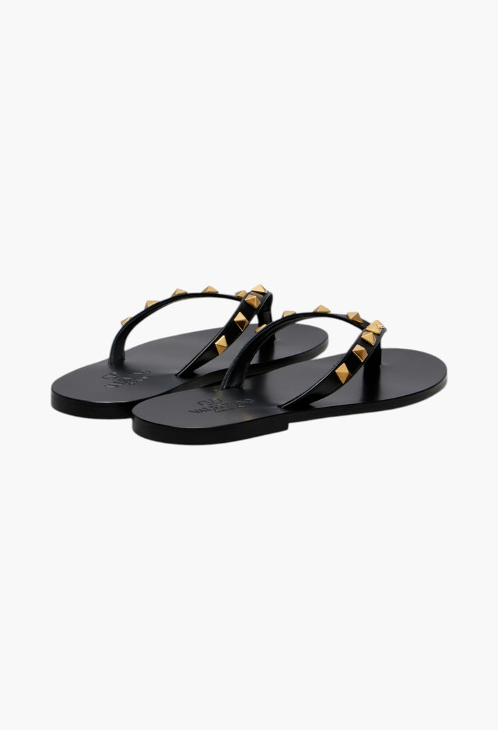 Rockstud Leather Thong Sandals - GLAM MODA