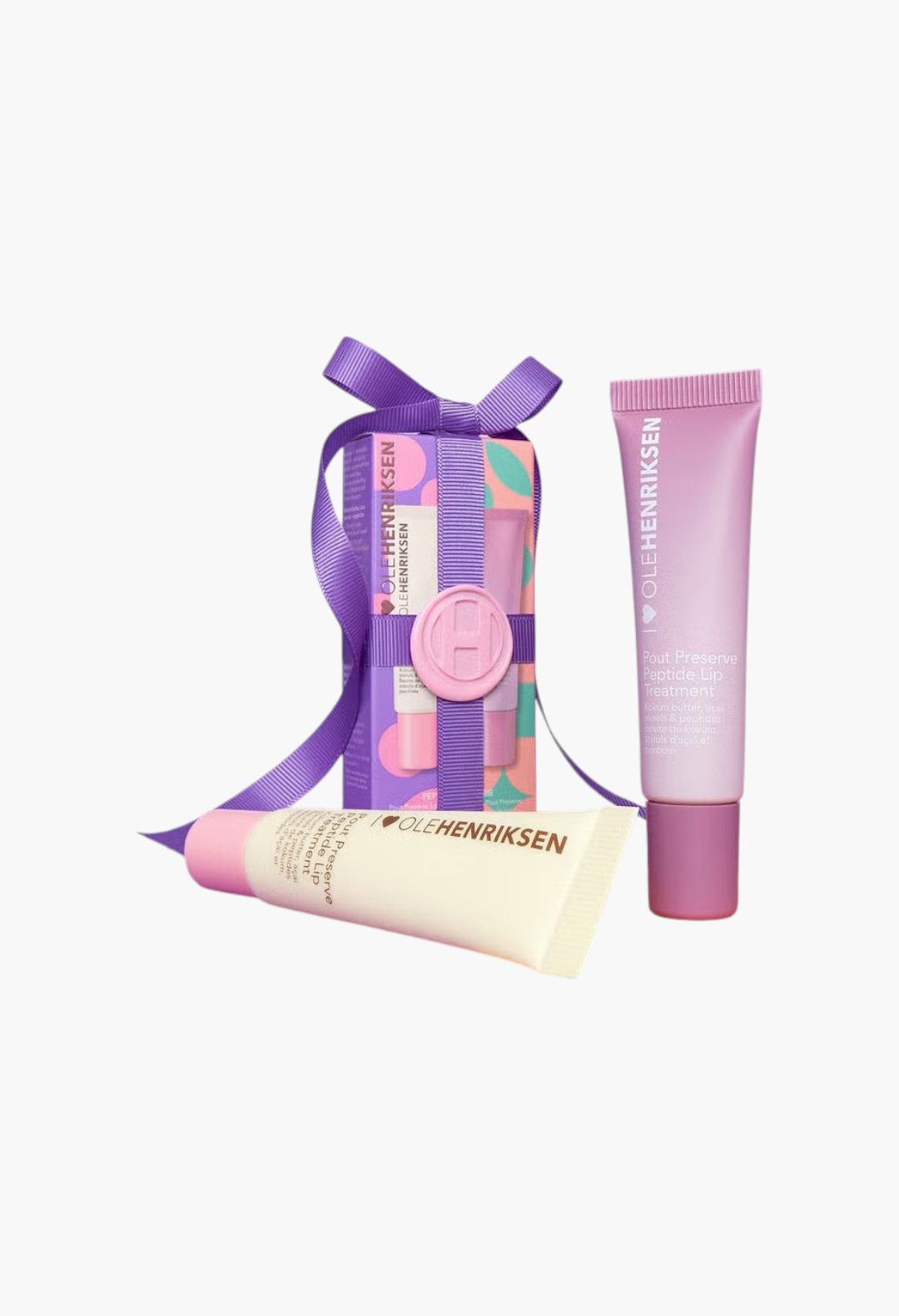 GLAM MODA Ole Henriksen Peptide Patisserie Pout Lip Duo set featuring two hydrating peptide lip treatment tubes and box