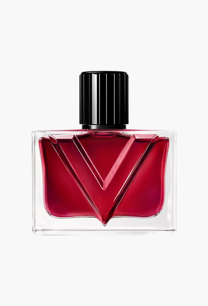 GLAM MODA Valentino Vendetta Donna Eau de Parfum in a rectangular glass bottle with a deep red liquid and V logo