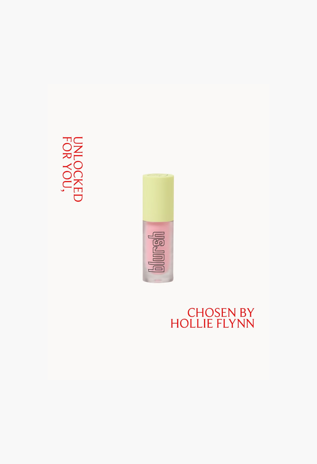 GLAM MODA Made by Mitchell Blursh liquid blush in a frosted bottle with a pale yellow cap on a white background.