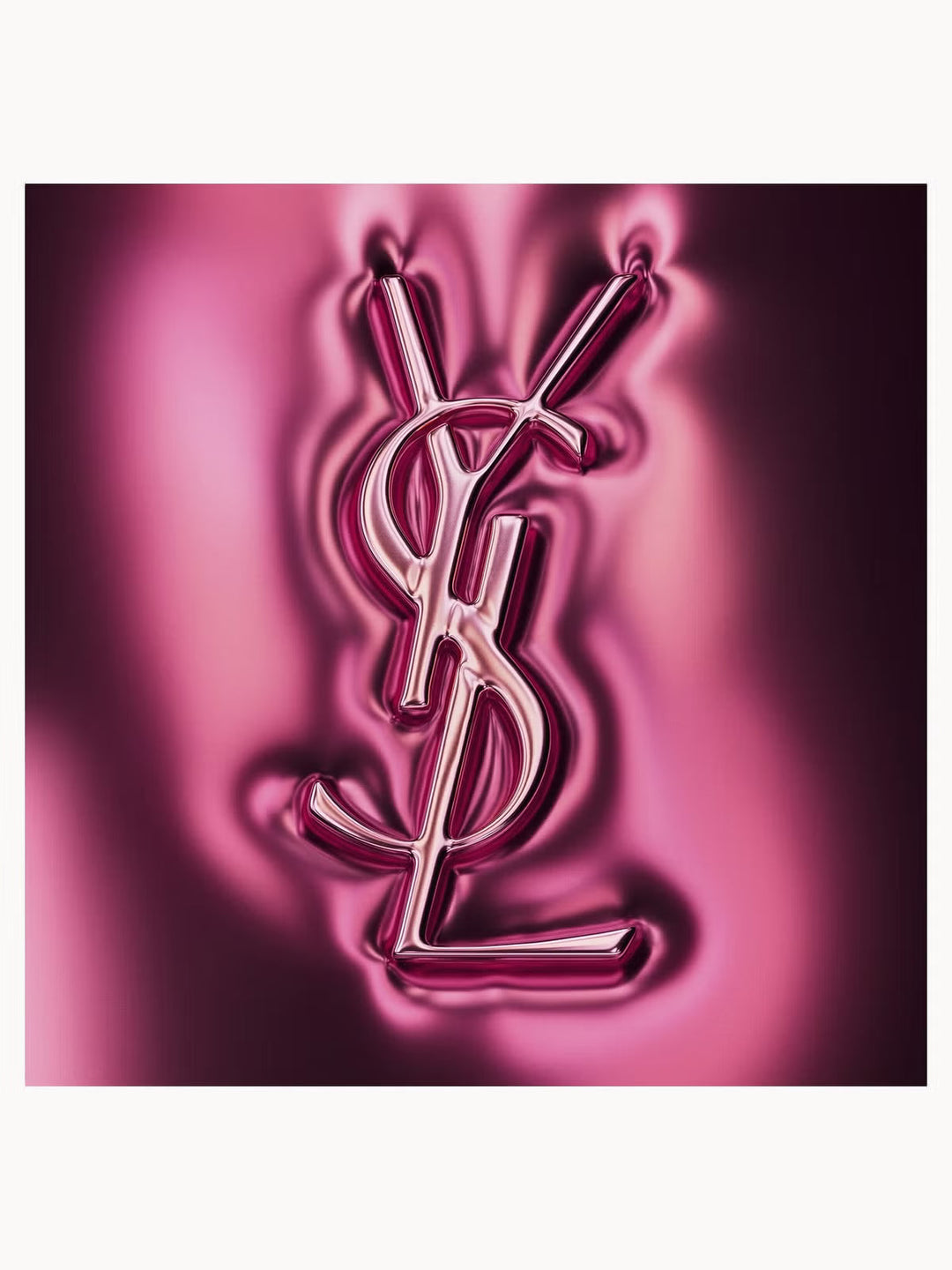 GLAM MODA YSL Black Opium Pink Glaze perfume bottle featuring a glossy dark pink lacquered finish and iconic logo