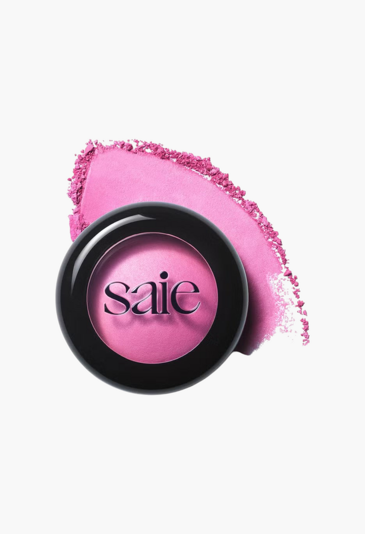 GLAM MODA Saie SuperSuede Radiant Blush in a vibrant pink shade with a smooth, baked powder texture.