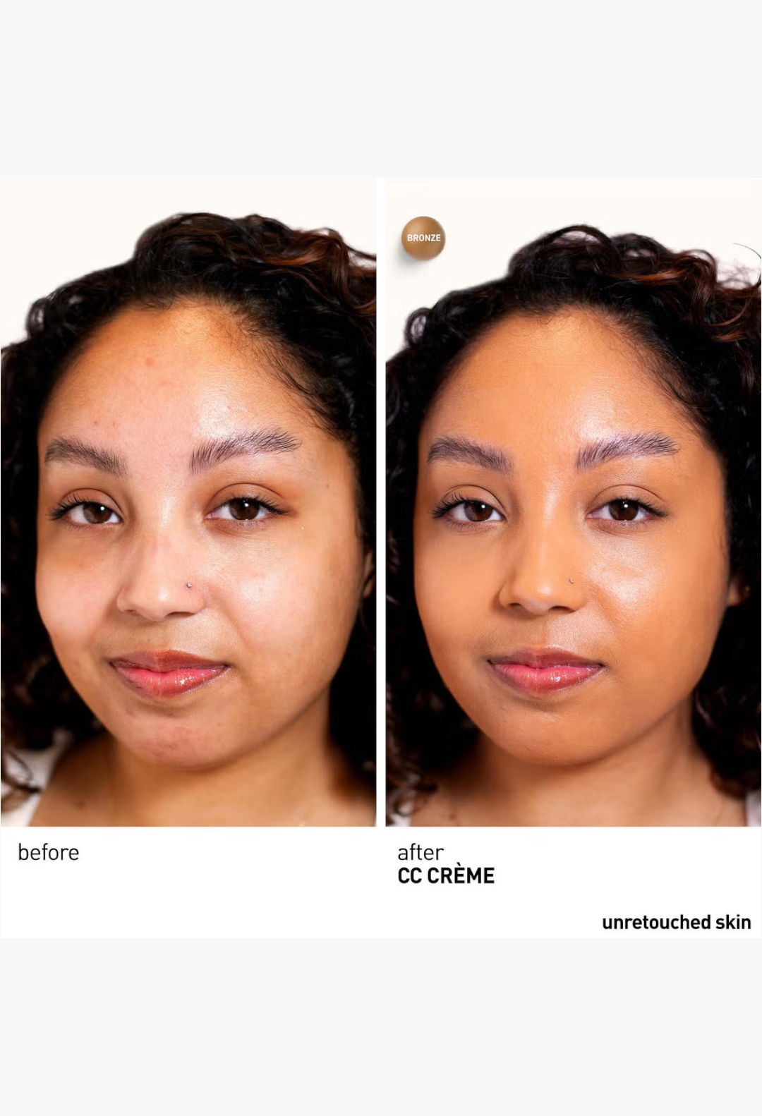GLAM MODA Erborian CC Cream Porcelain before and after application showing even skin tone and radiant finish
