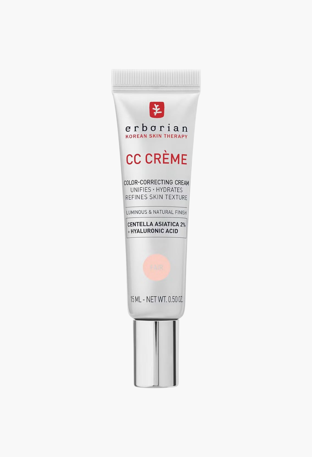 GLAM MODA Erborian CC Cream travel size in Porcelain shade, a color-correcting formula with Centella Asiatica.