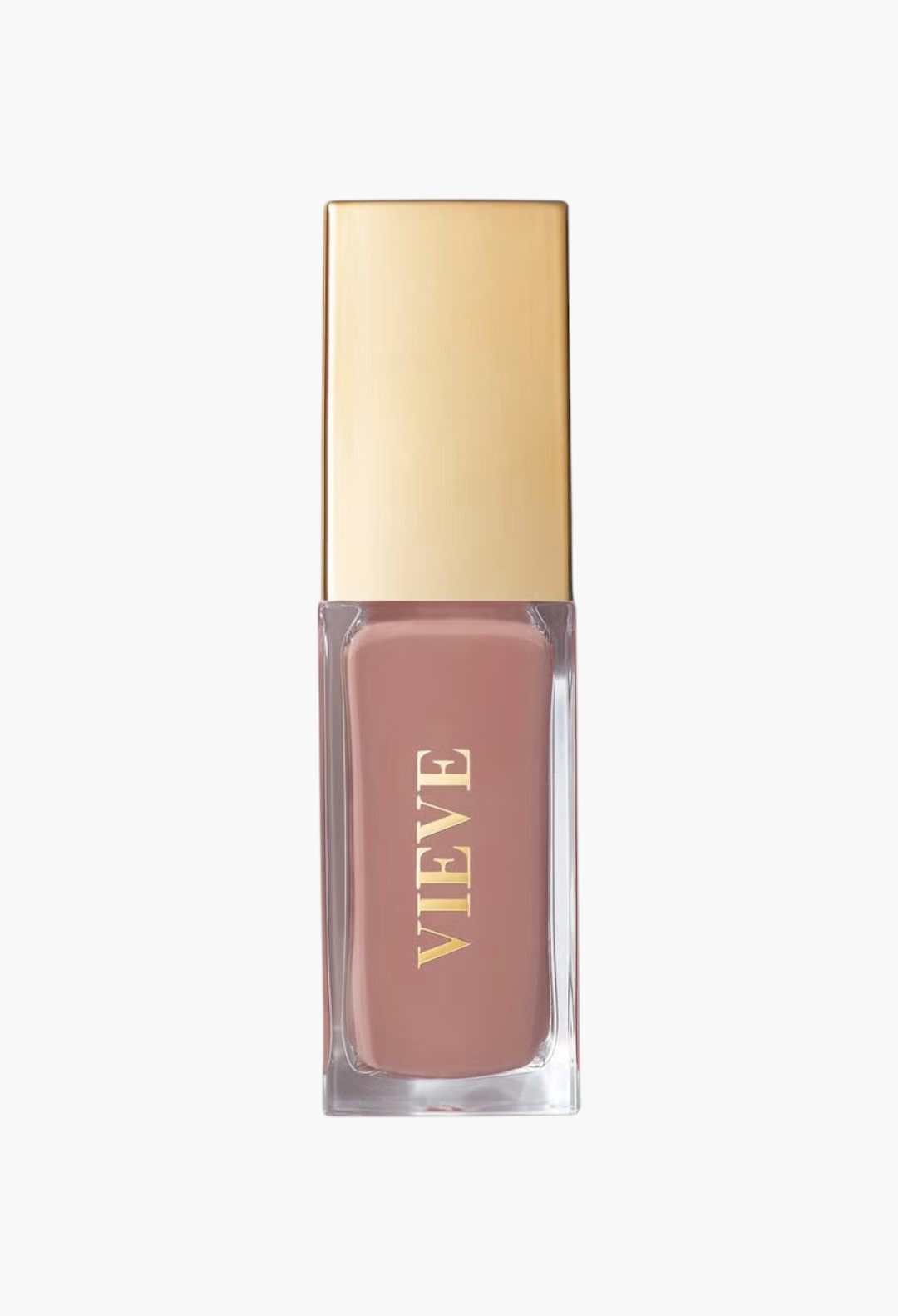 GLAM MODA VIEVE Lip Dew in a soft nude shade with a gold cap, featuring a high-shine, non-sticky lip oil formula.
