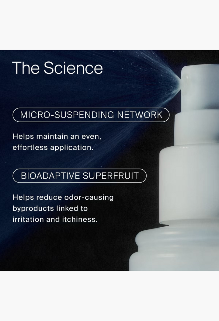 GLAM MODA Living Proof dry shampoo mist spray nozzle with text highlighting micro-suspending network technology