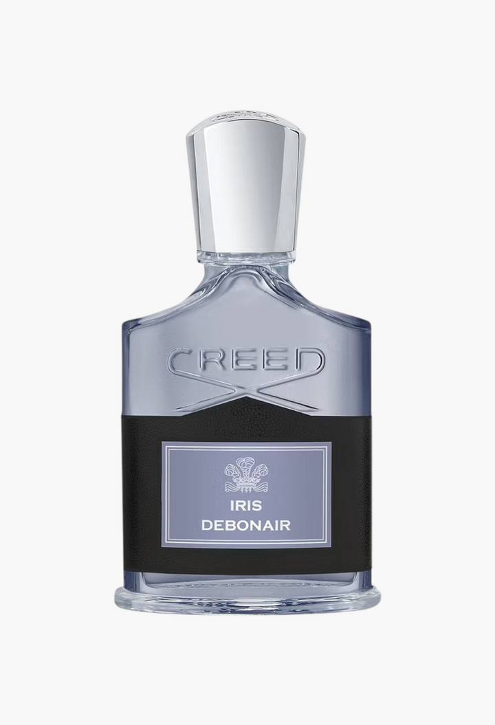 GLAM MODA Creed Iris Debonair Eau De Parfum in a clear glass bottle with a silver cap and black label
