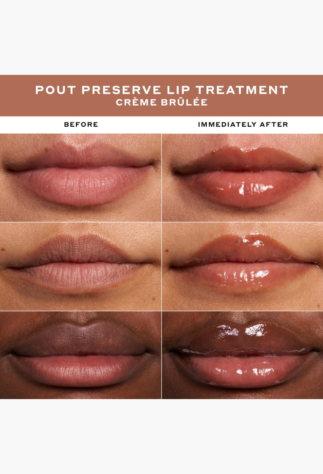 GLAM MODA Ole Henriksen Pout Preserve Lip Vault 2.0 showing various shades of glossy, hydrating peptide lip treatments.