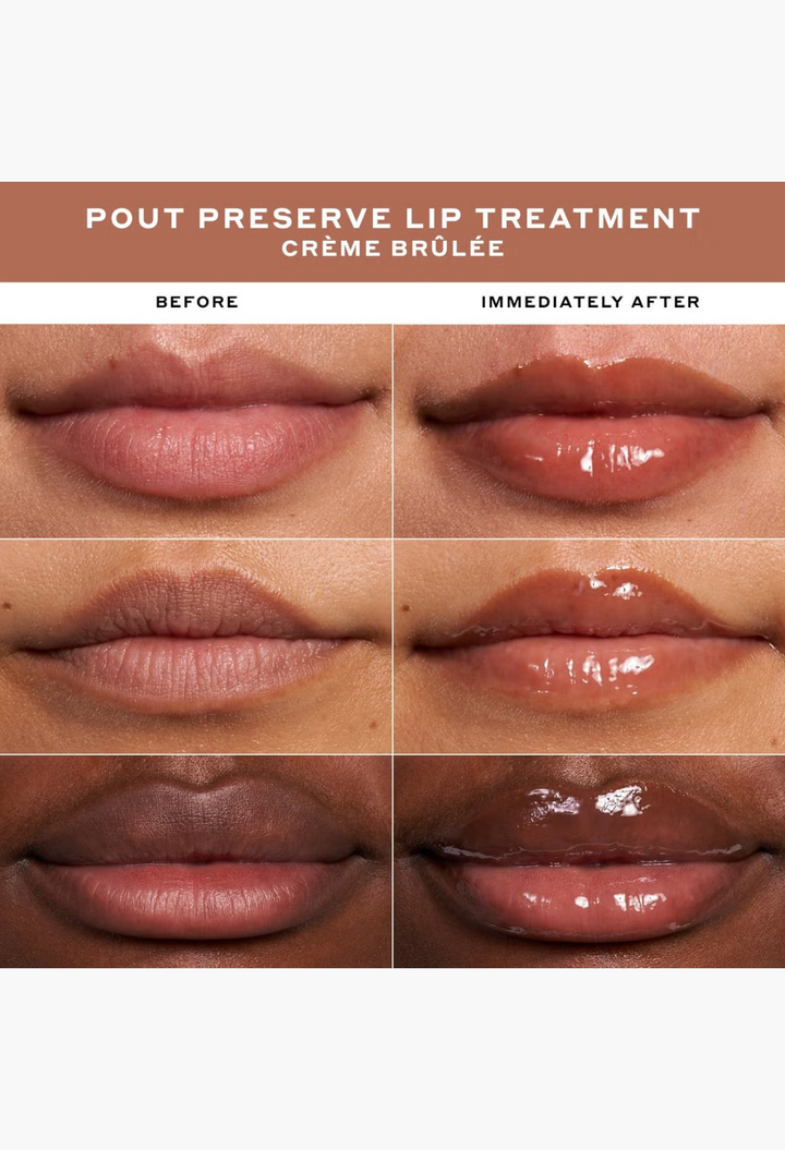 GLAM MODA Ole Henriksen Pout Preserve Lip Vault 2.0 showing various shades of glossy, hydrating peptide lip treatments.