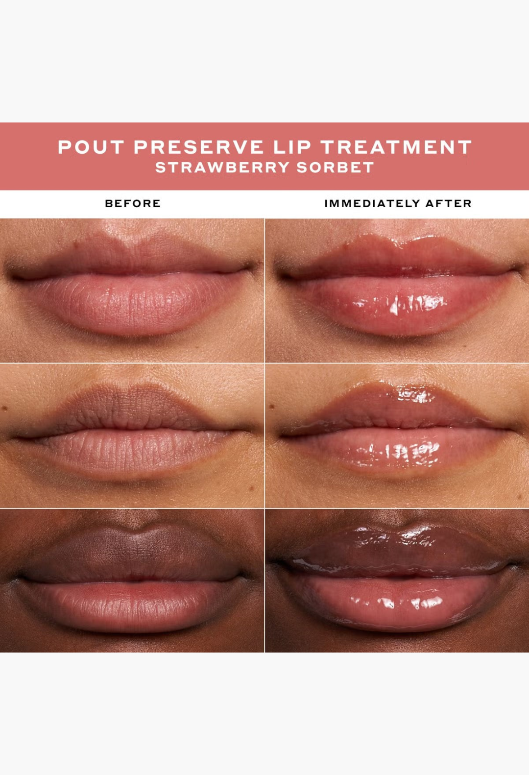 GLAM MODA Ole Henriksen Pout Petites Mini Lip Trio showing three hydrating lip treatments with glossy finishes.