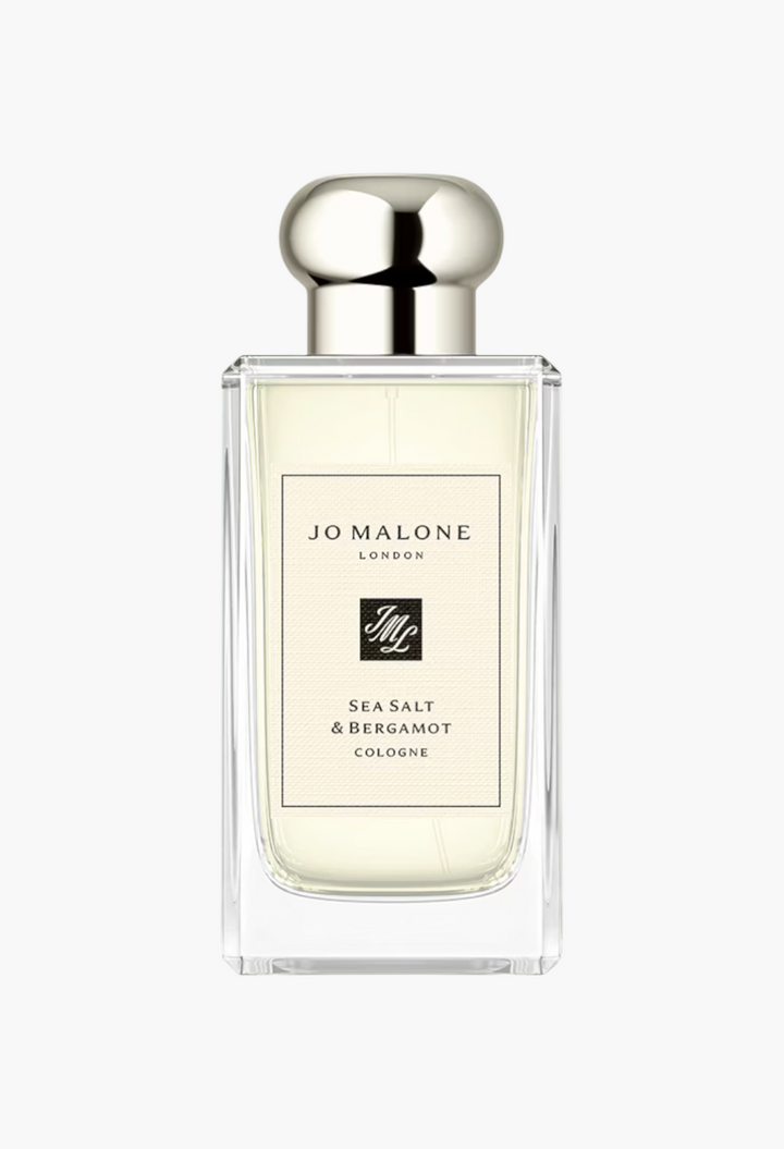 GLAM MODA Sea Salt & Bergamot cologne in a clear glass bottle with a silver cap against a white background.