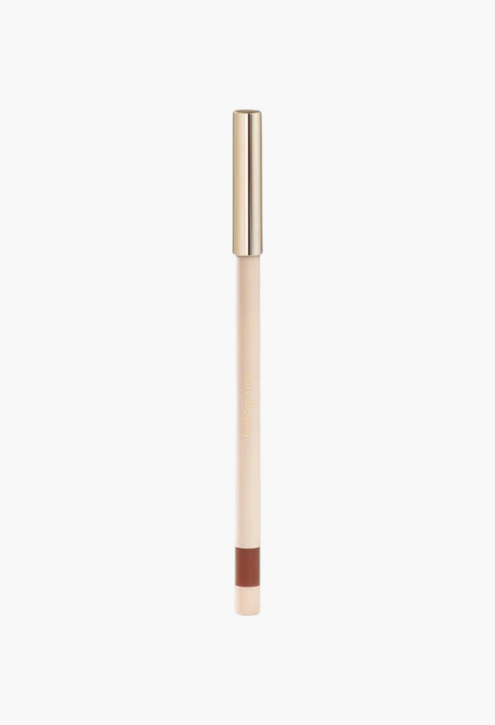 GLAM MODA Kind Words matte lip liner in a rich chocolate brown shade with a sleek gold cap and retractable tip.