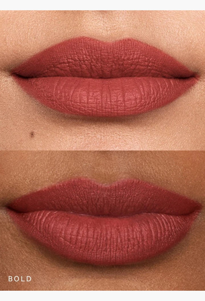 GLAM MODA Kind Words Matte Lip Liner in Bold shade showing a deep berry rose color applied on lips