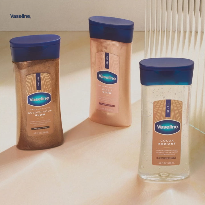 Vaseline Glazed & Glisten Vanilla Cocoa Shimmering Gel Body Oil - Golden Hour Glow - 6.8 fl oz