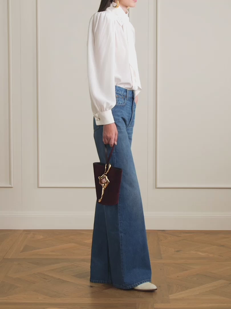 Eden Treasure Embellished Suede Tote Bag