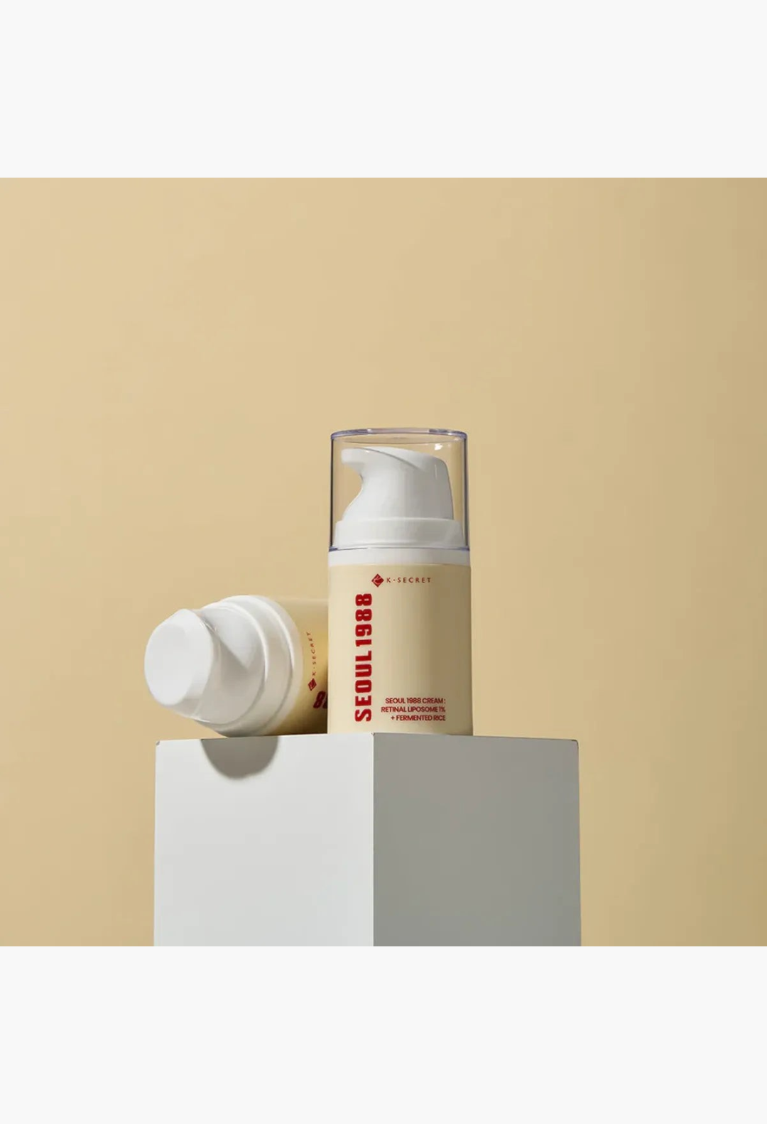 GLAM MODA K Secret Seoul 1988 anti-aging face cream with retinol liposome and fermented rice in a pump bottle