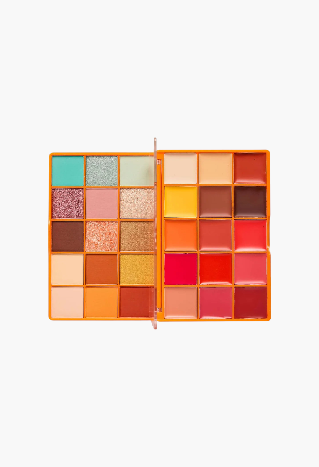 GLAM MODA Revolution Amalfi Glow multi-use palette with 30 vibrant matte, shimmer, and cream shades for face and eyes.