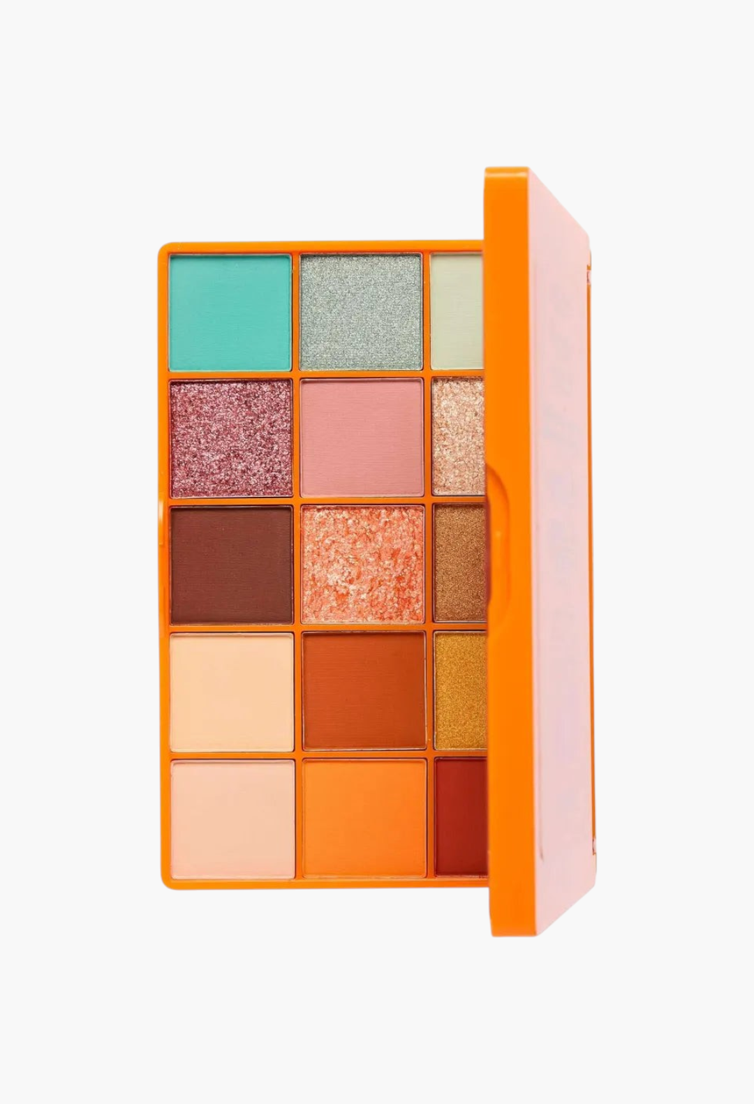GLAM MODA Revolution Amalfi Glow multi-use palette with 15 vibrant matte, shimmer, and cream shades for face and eyes.