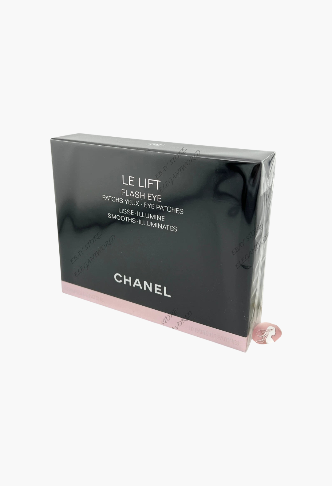 GLAM MODA Chanel Le Lift Flash Eye patches in a sealed black box containing 10 pairs for firming and smoothing skin