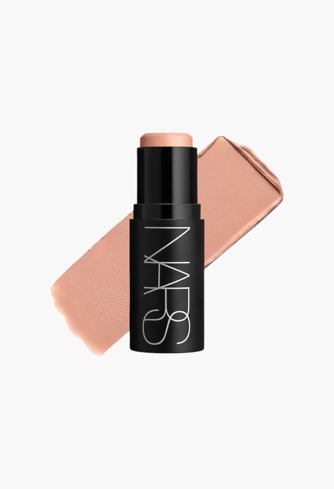 GLAM MODA NARS multipurpose soft blur blush stick in a neutral peach shade with a creamy texture swatch