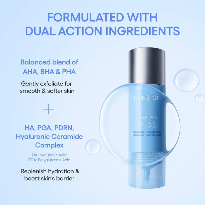 Water Bank Aqua Facial Serum BHA + AHA - Gently Exfoliate, Hydrate & Glow - GLAM MODA