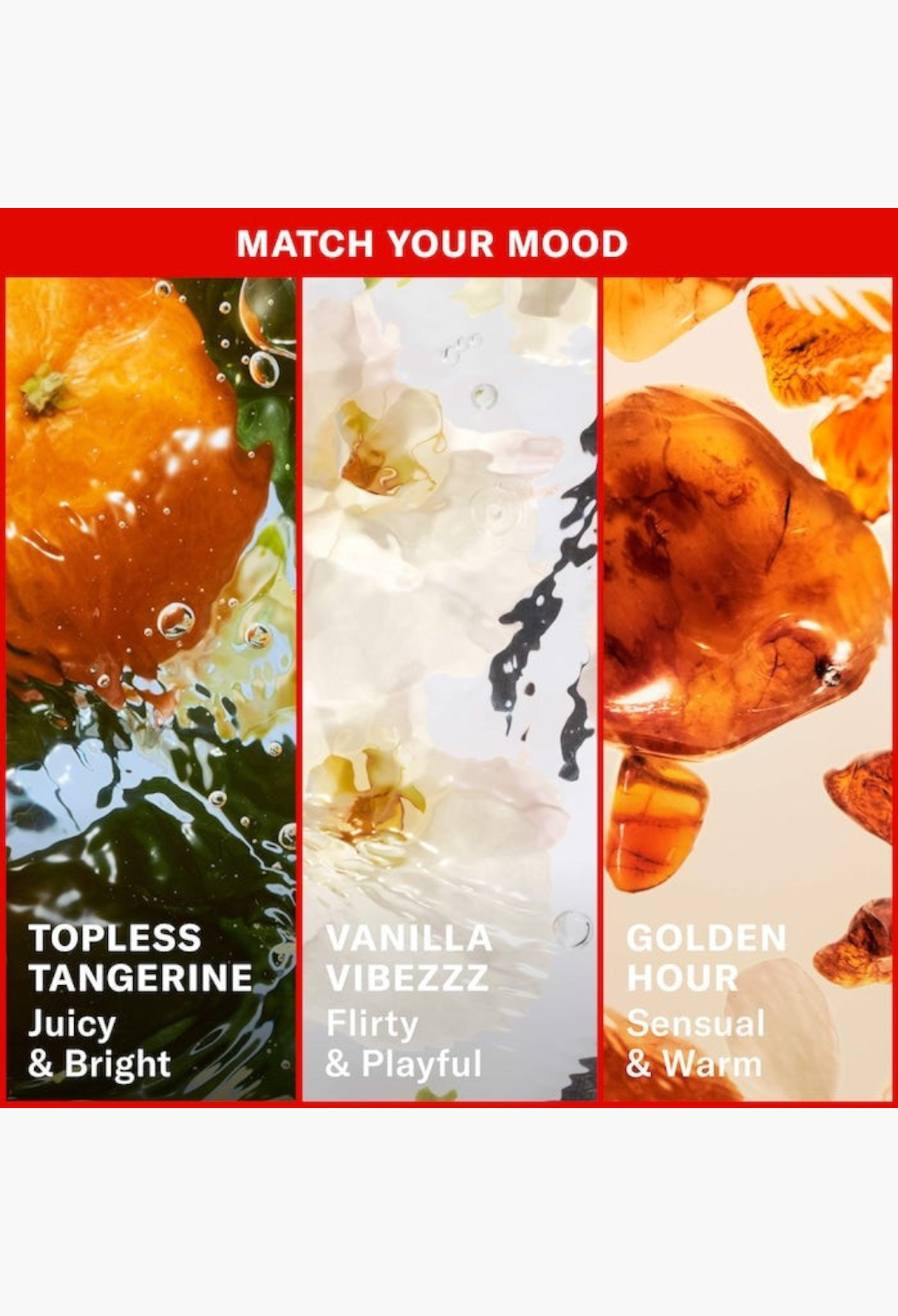 GLAM MODA whipped argan oil body butter trio featuring Topless Tangerine, Vanilla Vibezzz, and Golden Hour scents.