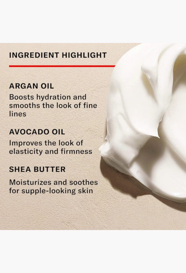 GLAM MODA whipped argan oil body butter texture showing creamy white skincare formula with ingredient highlights