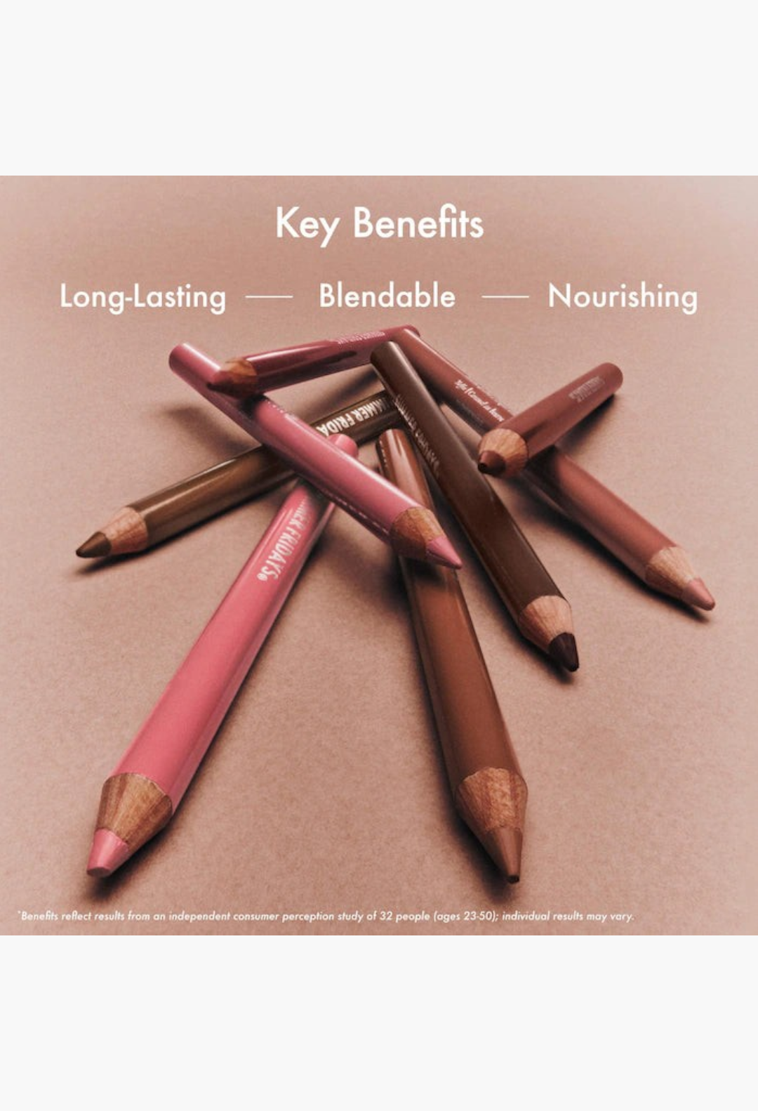 GLAM MODA SoftLine creamy lip liner pencils in various shades arranged in a pile on a neutral background
