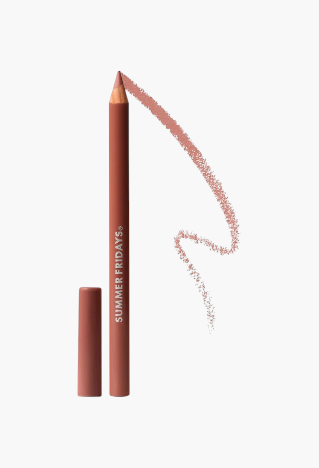 GLAM MODA SoftLine creamy sculpting lip pencil in a dusty rose shade with a matching swatch on a neutral background.