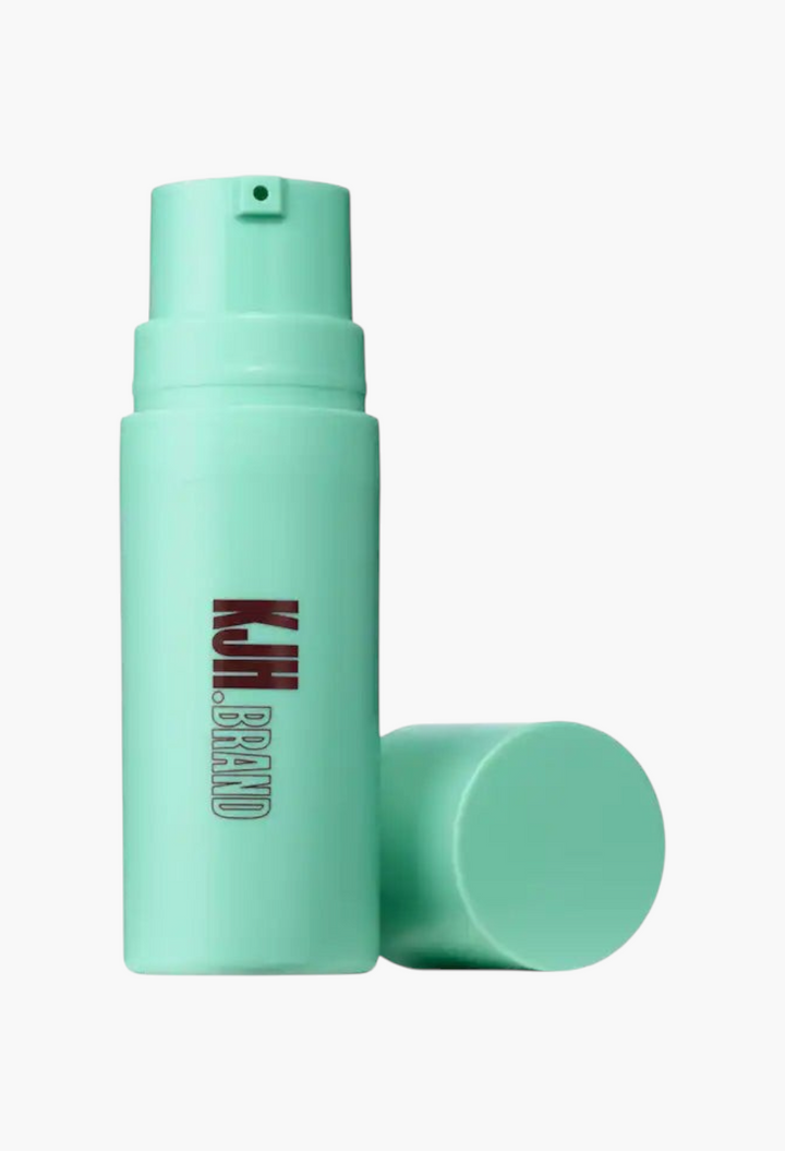 GLAM MODA Hyper Shine Glass Skin Makeup Mixing Serum in a mint green pump bottle with a matching cap