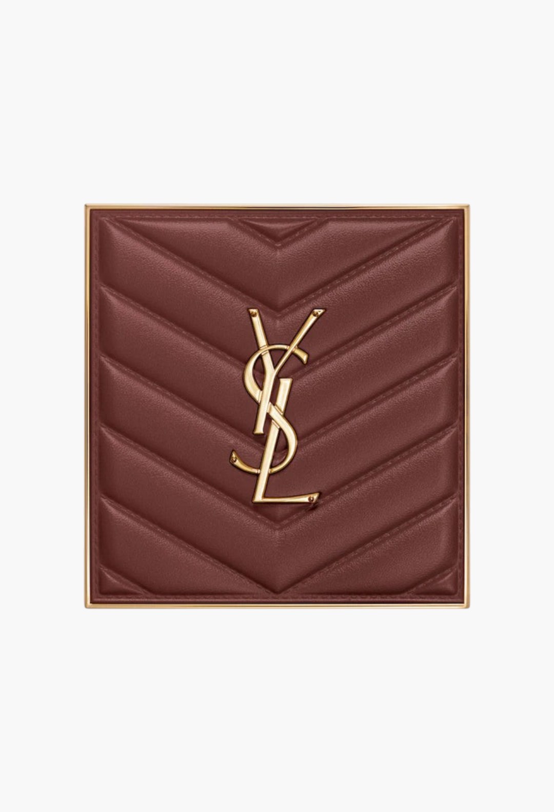 GLAM MODA YSL Brewed Reflections Couture Face Palette in an espresso-toned quilted clutch with gold logo hardware.