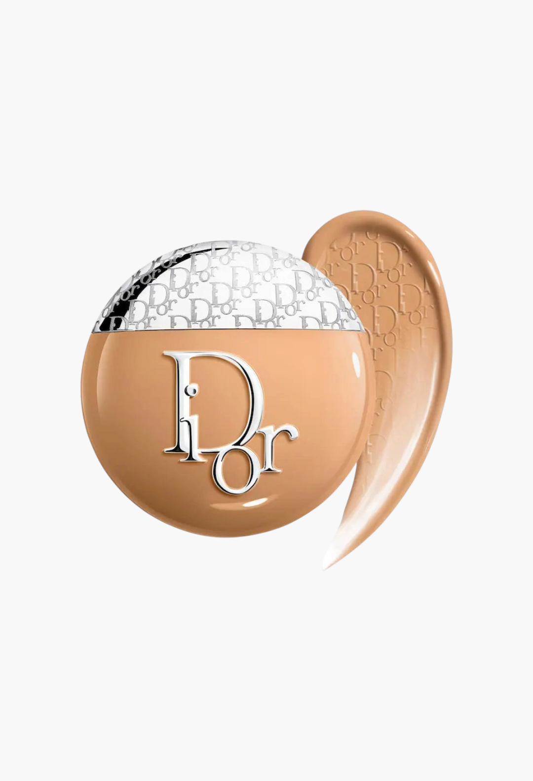 GLAM MODA Dior Backstage Glow-Up Skin Tint liquid moisturizer with SPF 20, featuring a smooth beige foundation swatch.