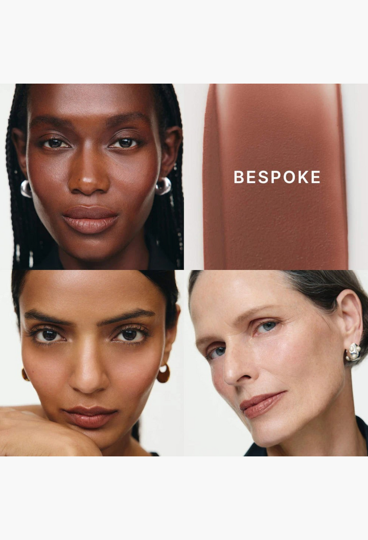 GLAM MODA MERIT x Erdem Signature Lip set featuring three diverse models wearing Bespoke satin lipstick shades