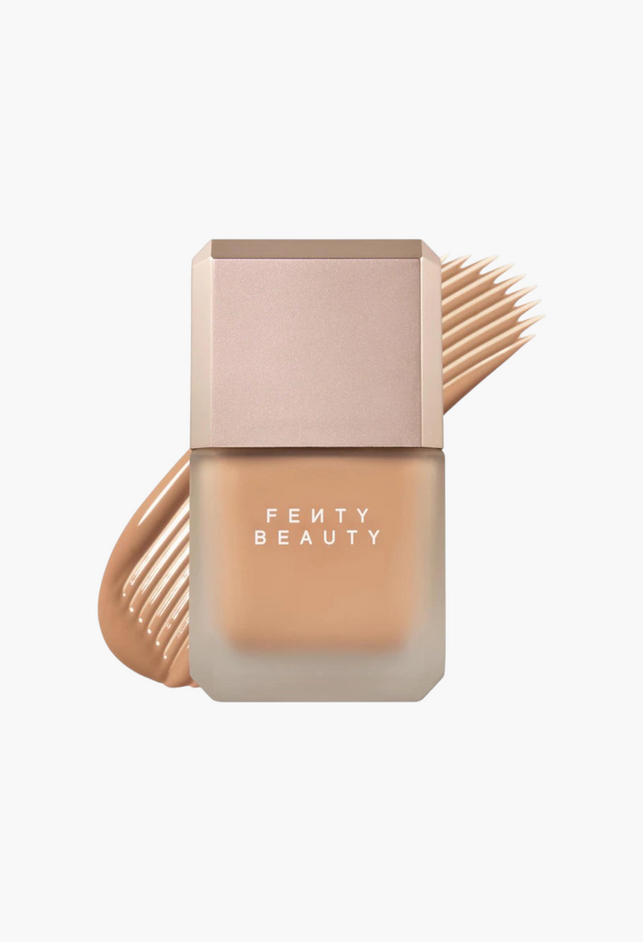GLAM MODA Fenty Beauty Pro Filt'r longwear liquid foundation in a frosted glass bottle with a metallic cap