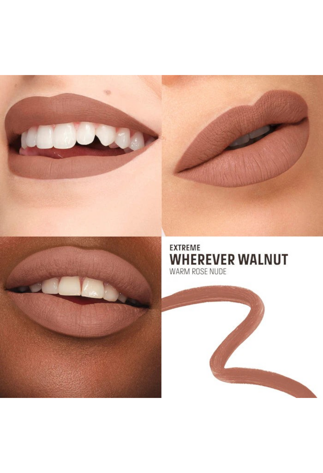 GLAM MODA Artist Color Pencil in Wherever Walnut, a warm rose nude lip liner shown on lips and as a swatch