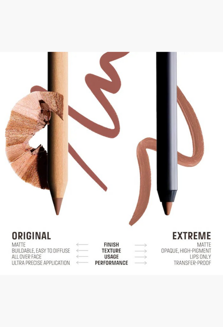 GLAM MODA mini artist color pencil set featuring original and extreme matte lip liner formulas with swatches