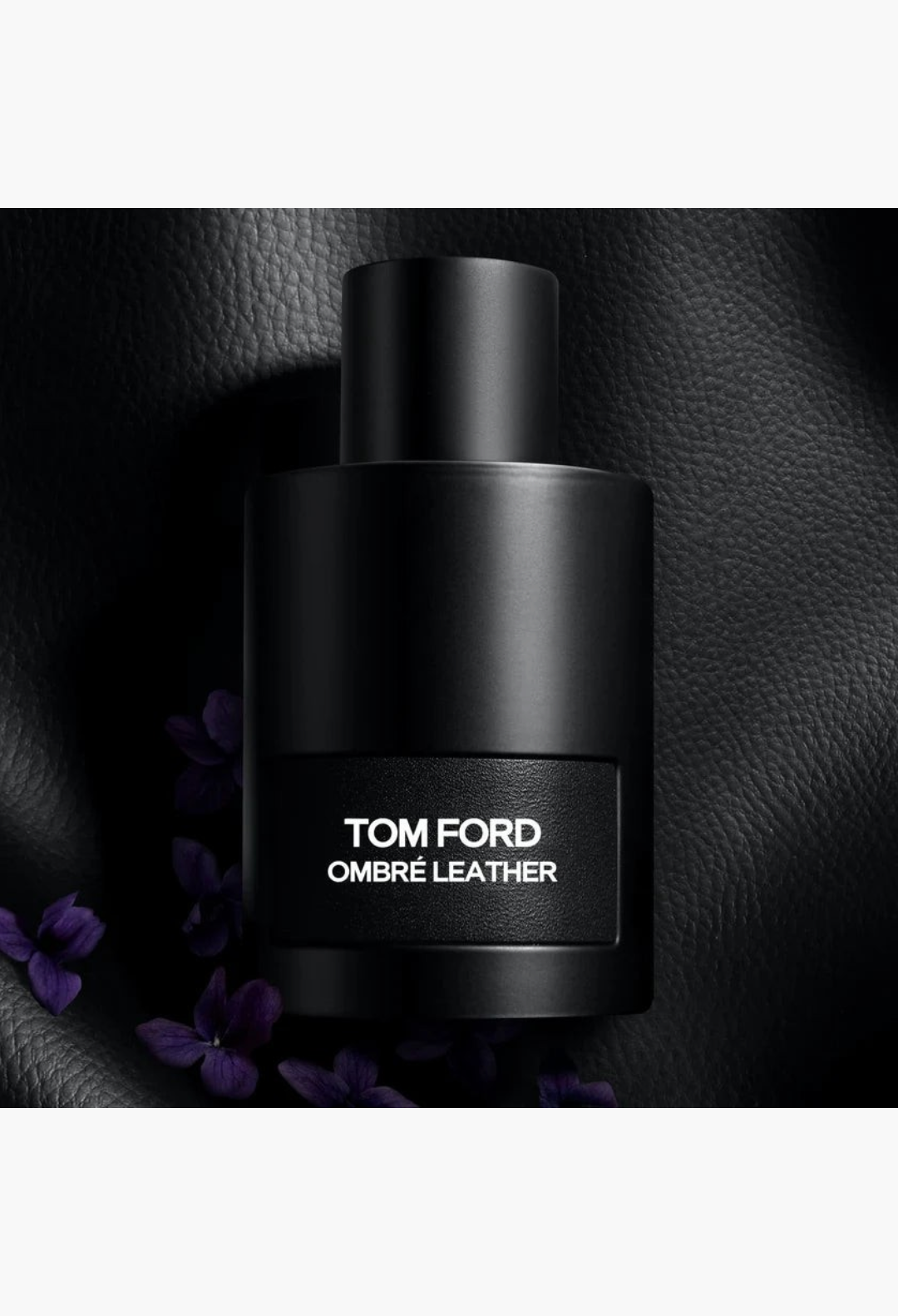 GLAM MODA Tom Ford Ombré Leather all over body spray in a sleek matte black bottle with textured leather detail.