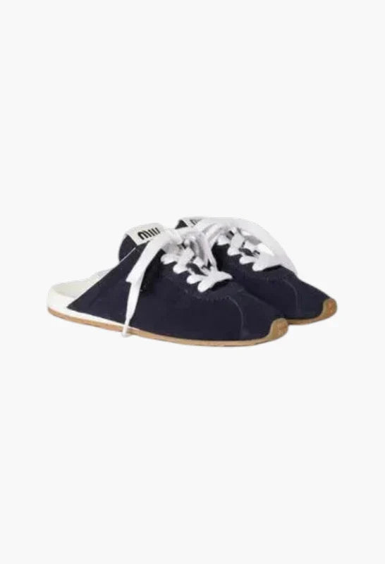 Navy - Plume Suede Mules